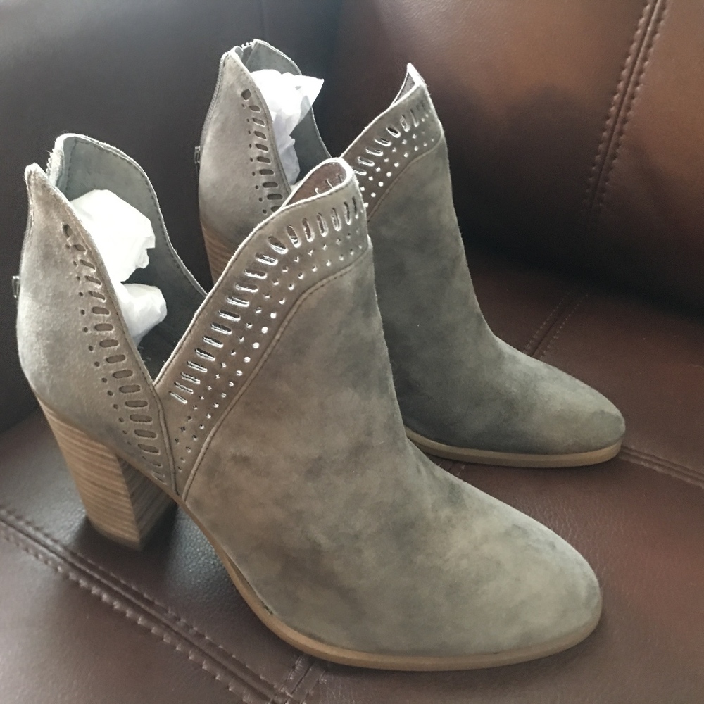 Vince Camuto Fileana Split Shaft Bootie Gray Suede